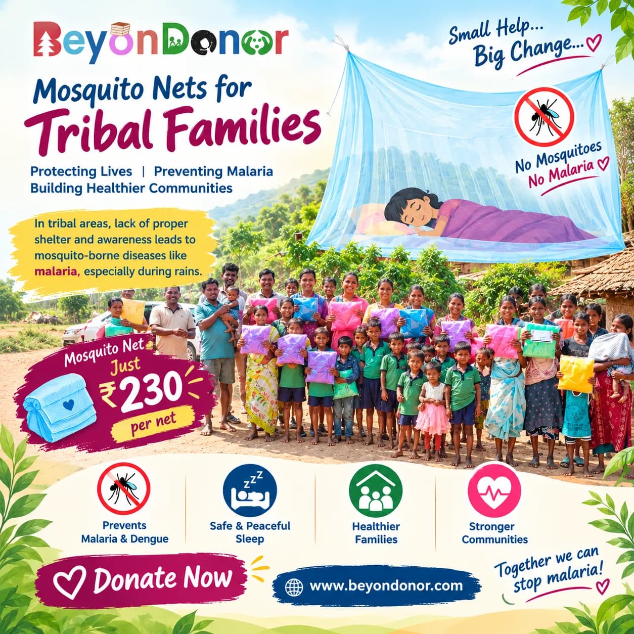 Protect Tribal Families from Mosquitoes — Mosquito Net Campaign 2026
